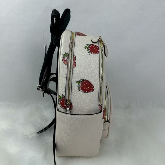Coach Court Backpack with Strawberry Print Style In Canvas/Gold/Chalk CAS94 NWT - Picture 4 of 10